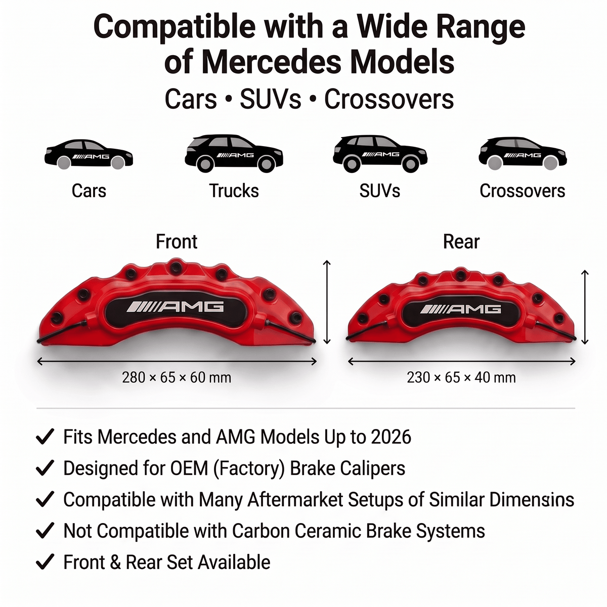 Mercedes AMG Brake Caliper Covers - Universal Fit – Red brake caliper covers by AutoMontra
